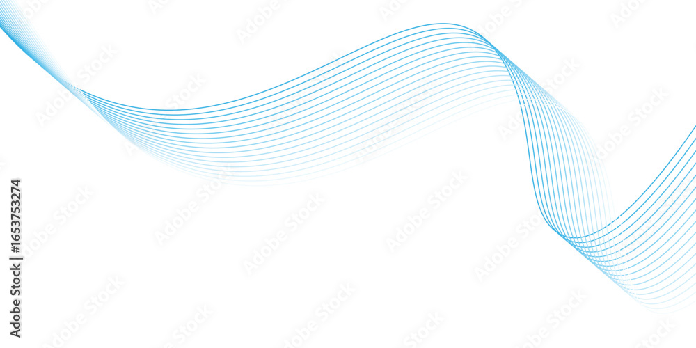 Poster abstract blue smooth waves on white background. dynamic sound waves. design elements. vector eps10