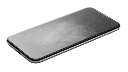 A smartphone with fingerprint smudges on screen