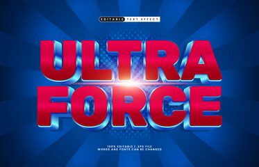 Obraz premium ultra force editable text effect with a superhero and brave text effect