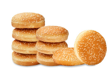 burger buns stacked on transparent background