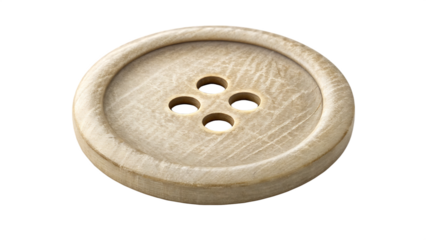 A single button with thread holes and texture