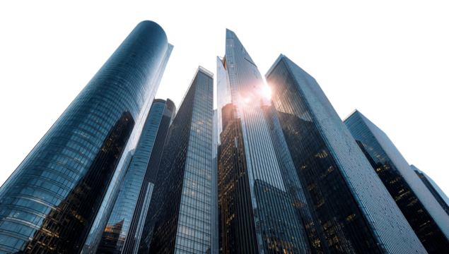 Skyscrapers piercing the infinite void, a modern urban landscape architectural marvel with a