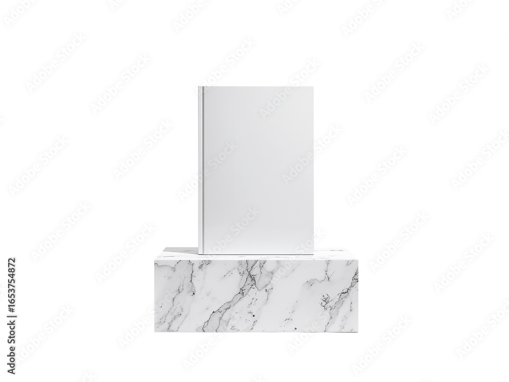 Poster minimalist presentation stage with marble cube and white box object for product showcasing in
