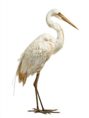 Obraz premium White Heron Studio Portrait Against White Background
