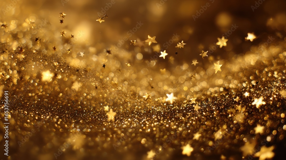 Poster sparkling golden stars twinkle in a rich, dark backdrop, creating a breathtaking display of light an
