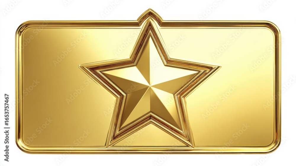 Aufkleber a gleaming golden star emblem stands out on a reflective surface, illuminated by soft lighting that 