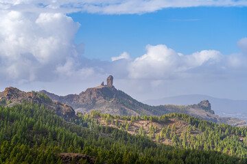 Landscape with Roque Nublo, Gran Canaria, Canary Islands, Spain