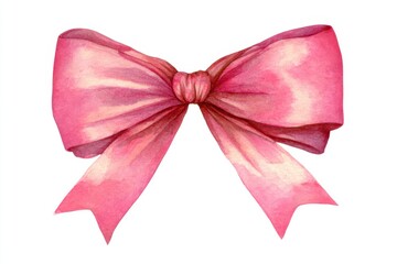 Delicate pink ribbon bow watercolor design for elegant feminine crafts and creative projects