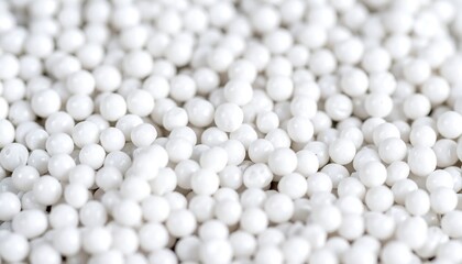 Close-up view of many small, white, round beads