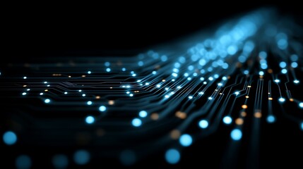 Cyber Monday futuristic background with glowing blue circuits and neon data lines, abstract digital flow, high tech network concept with empty space for text layout, technology theme.