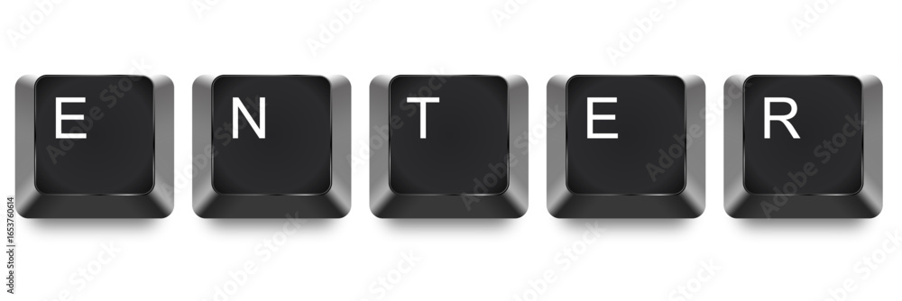 Poster enter spelling letter computer key vector for confirmation, submission, and new beginnings. represen