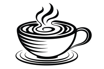 Coffee Cup Steam, Clouds, Stars, on White Background