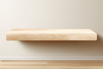 Light beige wooden shelf against a wall