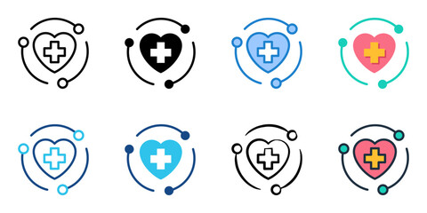 Healthcare Initiative icon set multiple style collection 
