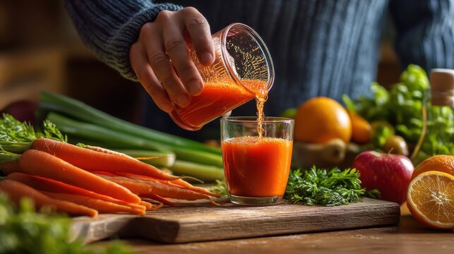 Fresh Carrot Juice Pour: Healthy Living & Wellness