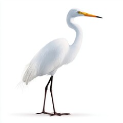 Fototapeta premium White Great Egret on White Background