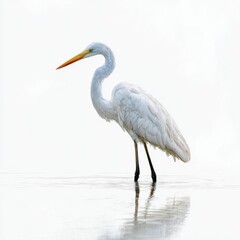 Naklejka premium White Great Egret in Shallow Water