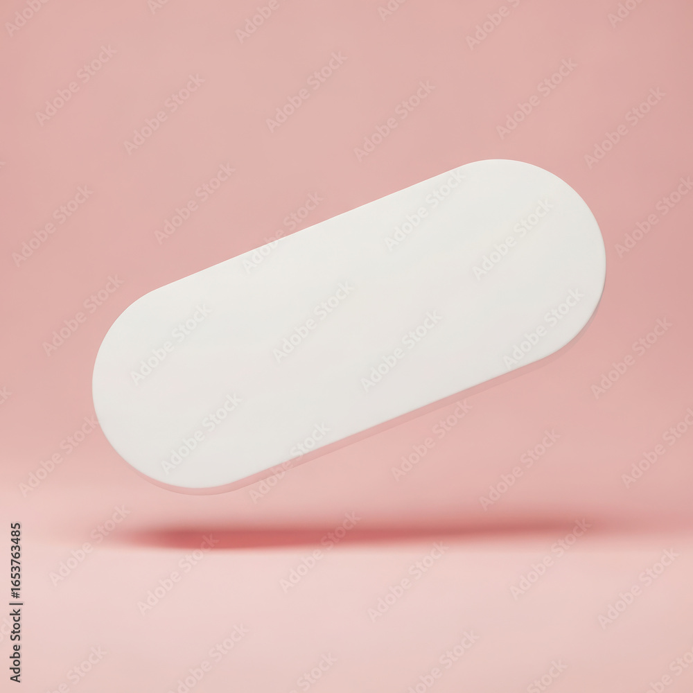 Poster minimalist oval shape floating on a soft pink background