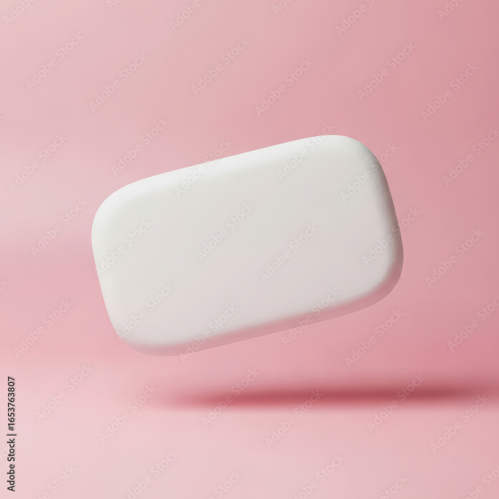 Aufkleber blank white rectangular object floating against a soft pink background