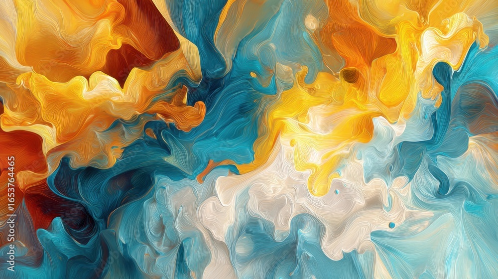 Aufkleber dynamic mix of colors flows artistically with swirls of orange, blue, and white. these shapes create