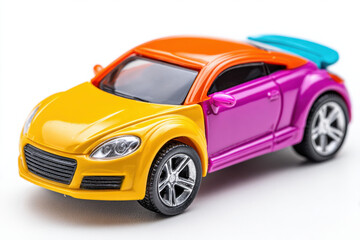 Fototapeta premium Colorful car toy isolated on white background