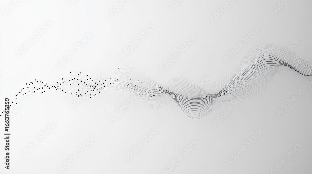 Poster abstract wavy lines and dots creating a serene digital scene