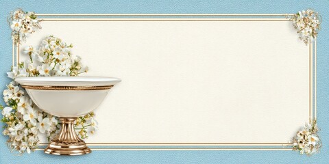 Baptism Invite. Elegant Border Frame for Christening Invitation Card Background