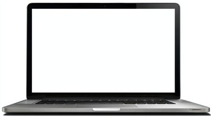Laptop No Background. Aluminum Laptop with Blank Screen Isolated on White