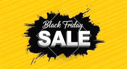 Black friday sale promotion with brush stroke on yellow background for advertising and marketing