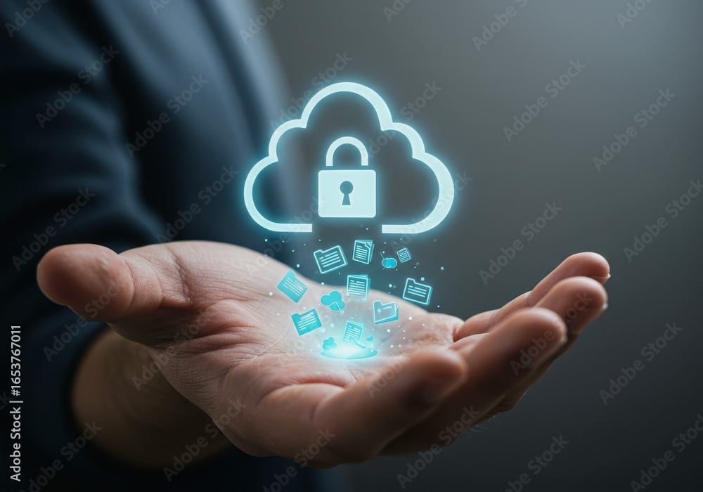 Poster x-default secure cloud data storage and protection concept