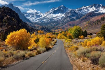 Mono County. Autumn Landscape Scenic Road in Eastern Sierra Nevada Mountains