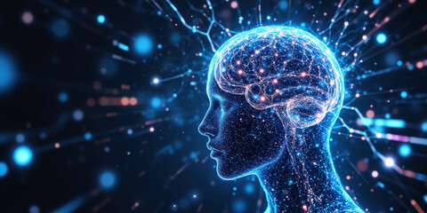 Cognitive Enhancement Interface Brain optimization visualization with performance augmentation patterns, mental clarity abstract, intellectual productivity in focused energy flows