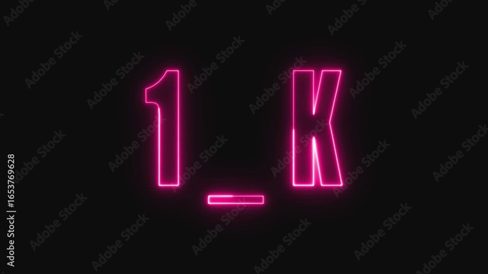 Poster digital technology pink neon 1k counter animation seamless loop ideal for streaming and branding. gl