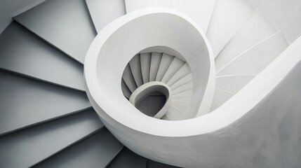 Fototapeta premium Modern spiral staircase in serene indoor setting during daytime