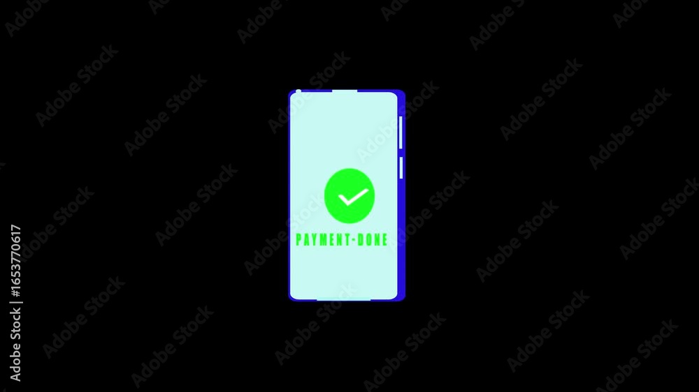 Poster mobile payment success animation green checkmark confirmation completed order secure transaction dig