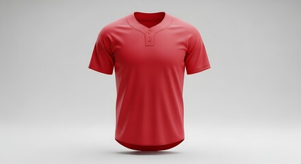 Red baseball jersey template mockup for apparel design, sports team uniform concept, front view for product presentation