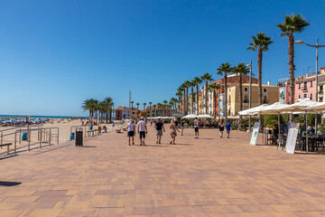 The promenade and beach, Villajoyosa, Costa Blanca, Spain