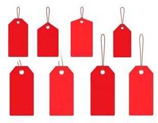 Red price tags on white background
