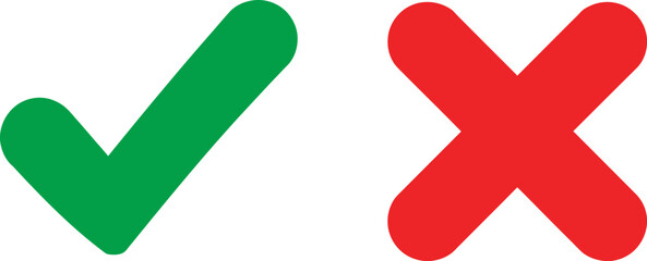 Obraz premium Check mark and cross mark vector design for web and print