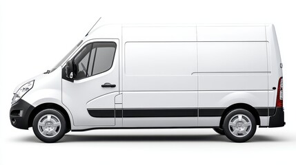 Van Profile. Modern Freight Delivery Van in White Isolated on White Background
