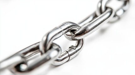 Obraz premium Metal chain on white background in industrial studio