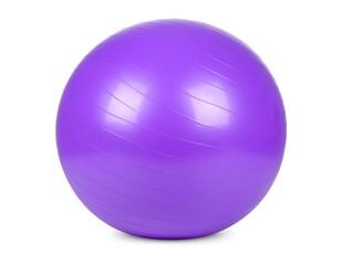 Purple exercise ball on white