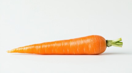 Fresh carrot lying horizontally on white background in studio
