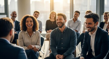 Obraz premium Happy Diverse Team Meeting Collaboration, Engagement Success