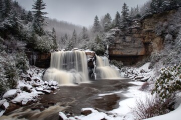 Winter In Virginia: Stunning Waterfall Scene at Blackwater Falls State Park