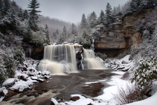 Winter In Virginia: Stunning Waterfall Scene at Blackwater Falls State Park