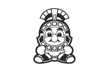 Cartoon Inca Emperor With Headdress On White Background