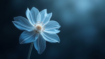 Single Glowing Bloom with Neon Effect – Elegant Fantasy Flower Wallpaper in Midnight Tones