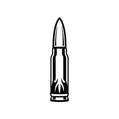 Bullet Ammunition Design with Black Outline on a Clean White Background