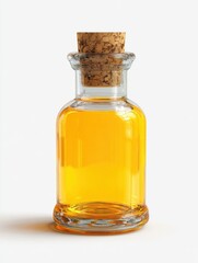 Amber Liquid in Glass Bottle with Cork Stopper